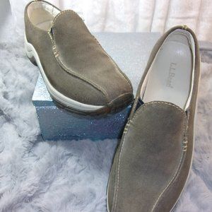 COPY - S-65 L.L. BEAN GREEN SUEDE SLIP ON COMFORT MOCS.- MOCCASINS WOMENS